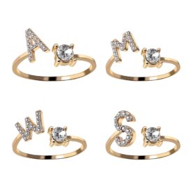 Adjustable Women's Letter Ring in Silver and Gold